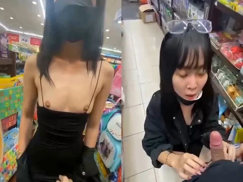 đi nhà sách em mặc mỗi cái quần lót còn đòi anh liếm chuối p1